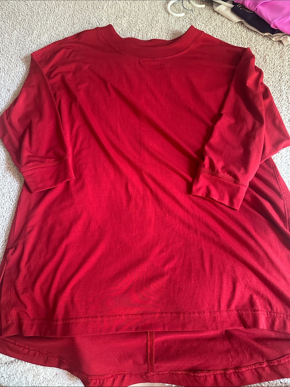 Athleta Red Boatneck tunic. Size xs, but oversized. EUC, soft!